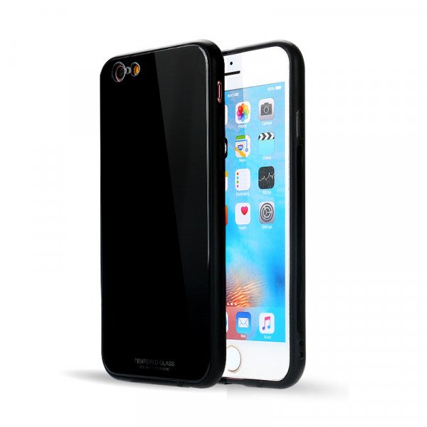 Wholesale iPhone 8 Plus / 7 Plus Tempered Glass Hybrid Case Cover (Black)